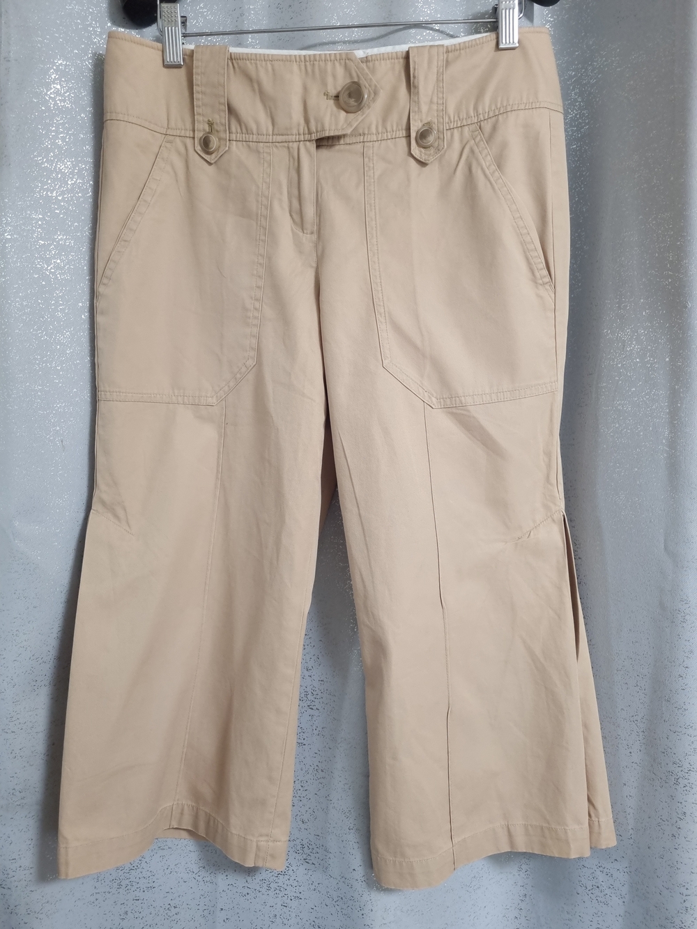 Sharagano Khaki Wide Leg Capri Crop Pants Cotton Size 6